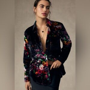 Anthropologie The Hadley Relaxed Buttondown Shirt by Pilcro: Velvet Edition